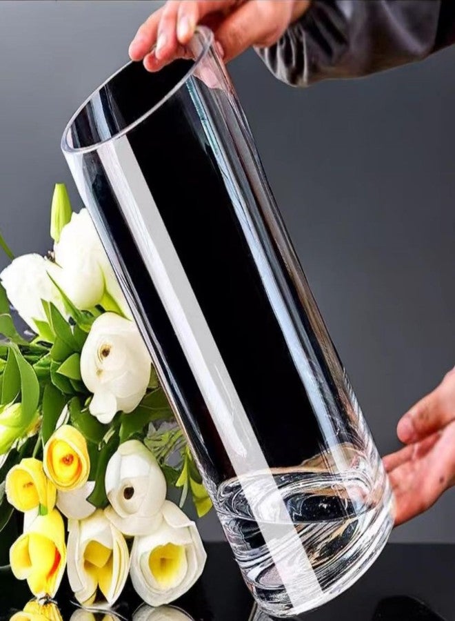 Liotww 3 Pcs Acrylic Clear Cylinder Flower Vase for Plants Bouquet, Unbreakable Hurricane Tall Large Plastic Vases for Wedding Centerpieces, Hydroponic Decor Base Set of 3 (H 8" + H 10" + H 12" No Flowers) - Image 3